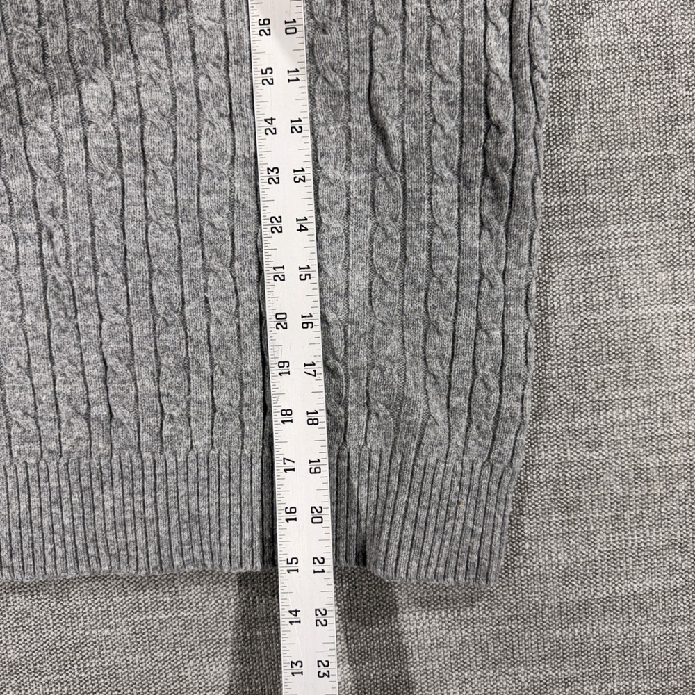 L.L. Bean Cable Knit Sweater Womens‎ Small Gray Excellent Lambswool Crewneck - Picture 4 of 7